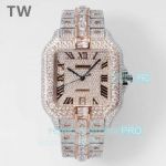 TW Factory Replica Swiss Automatic Movement Cartier Santos Men 40MM Rose Gold Diamond Watch